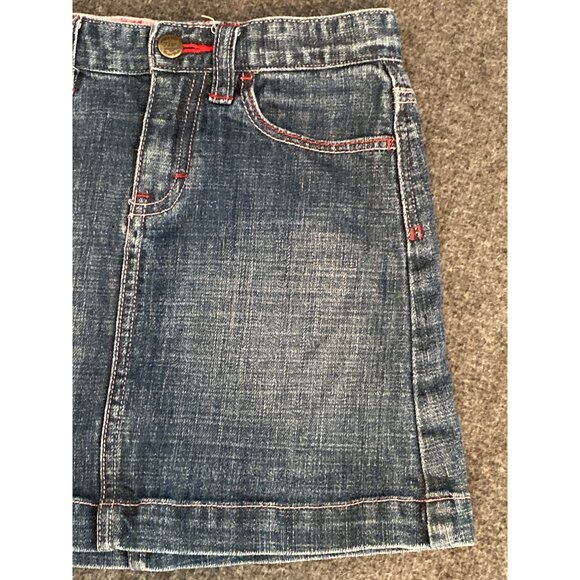 Gap Jeans Skirt Short Mini Blue Denim Pink Red Heart Shape Back Pocket Girl 7 - Picture 4 of 11